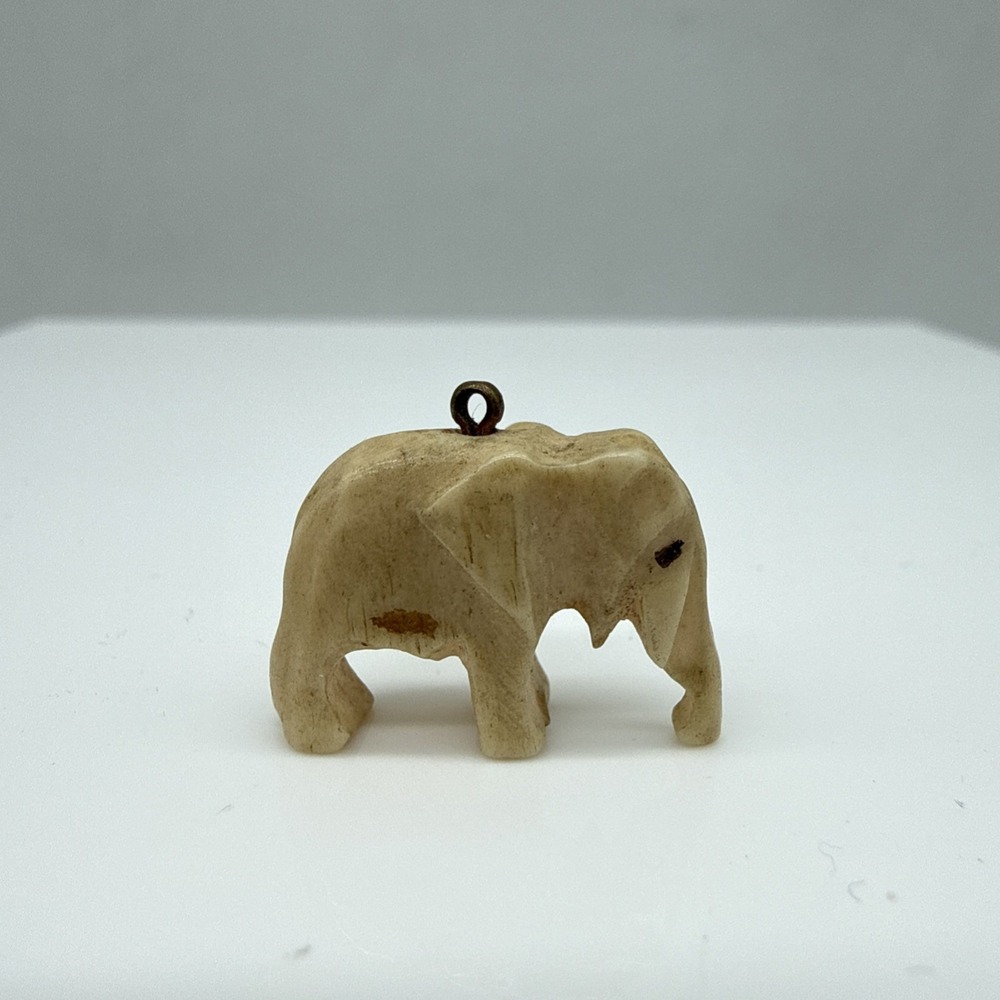 Vintage Carved Mini Elephant Charm Pendant Cracker Jack Prize